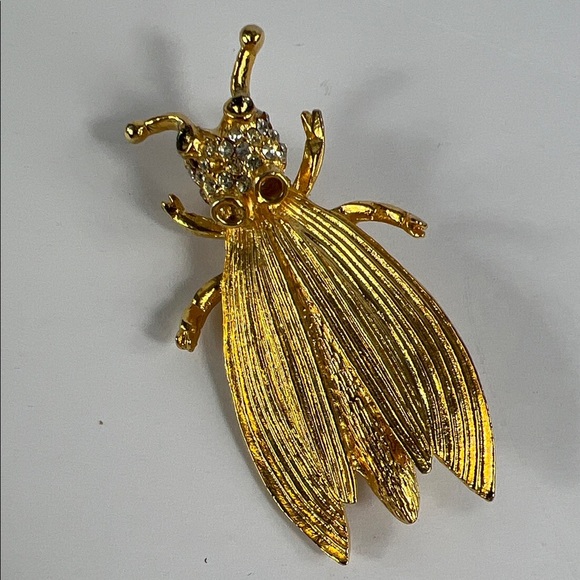 Vintage Hattie Carnegie Cicada Trembler Brooch FLAW - Picture 2 of 8
